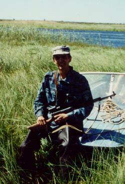 Misha Brovarnik working in Nizhnesvirsky Nature Reserve